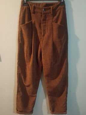 SHEIN  Brown Corduroy Tapered Pants